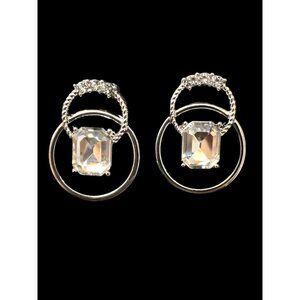 Dressy and Flashy Faux Diamond Circles Post Stud Earrings
